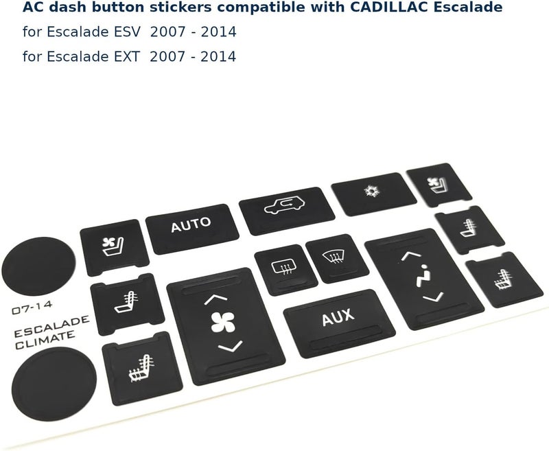 AtticZone AC Radio Button Stickers Dash Repair Decals Compatible with Cadillac Escalade ESV EXT 2007 2008-2014 (AC16) - Image 2